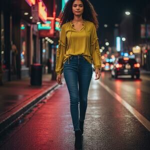 CALLIGRAPHIE by Anthropologie Ruffled Peplum V-neck Blouse Charteuse -Size L